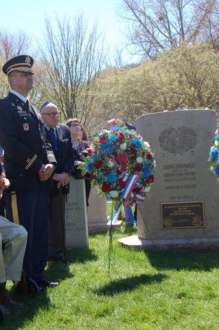 Veterans in front of Mickey Marcus Tombstone