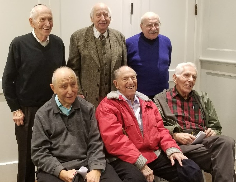 Marcel Berkowitz with fellow AVILC veterans at the Chanukah celebration